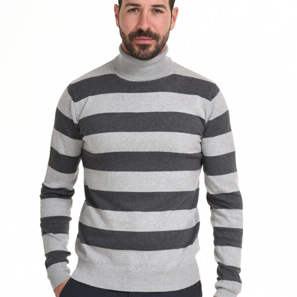 Smart fashion ανδρική πλεχτή  μπλούζα 44-206-021 LT GREY