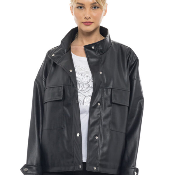 Biston fashion γυναικείο κοντό πανωφόρι 47-101-007 BLACK