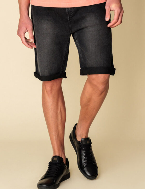 Biston fashion ανδρική τζιν βερμούδα 47-221-016 BLACK