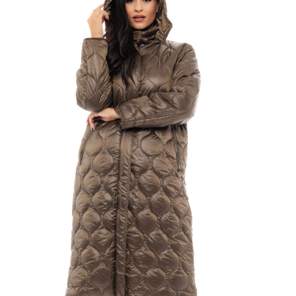 Biston fashion γυναικείο μακρύ μπουφάν 48-101-002 KHAKI