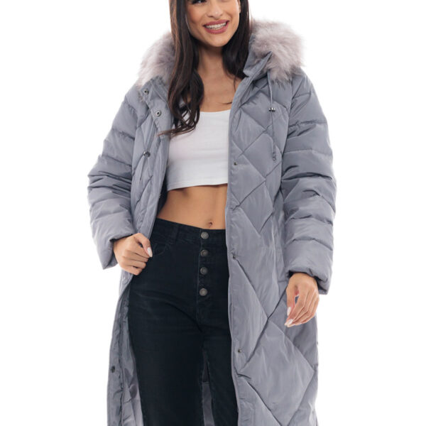 Splendid fashion γυναικείο μακρύ μπουφάν 48-101-016C DK GREY