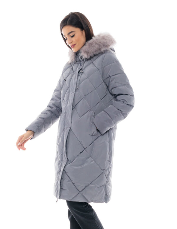 Splendid fashion γυναικείο μακρύ μπουφάν 48-101-016C DK GREY