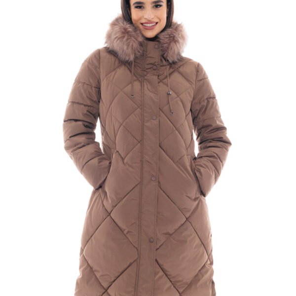 Splendid fashion γυναικείο μακρύ μπουφάν 48-101-016C CHOCOLATE