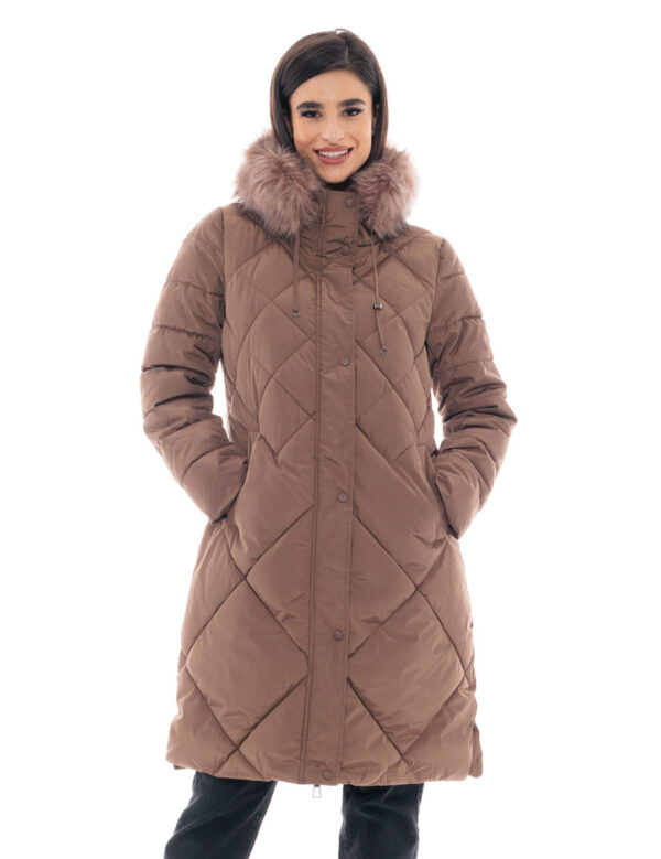 Splendid fashion γυναικείο μακρύ μπουφάν 48-101-016C CHOCOLATE