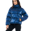 Biston fashion γυναικείο κοντό μπουφάν με ψηλό γιακά 48-101-024 BLUE