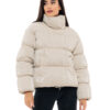 Biston fashion γυναικείο κοντό μπουφάν με ψηλό γιακά 48-101-024 BEIGE
