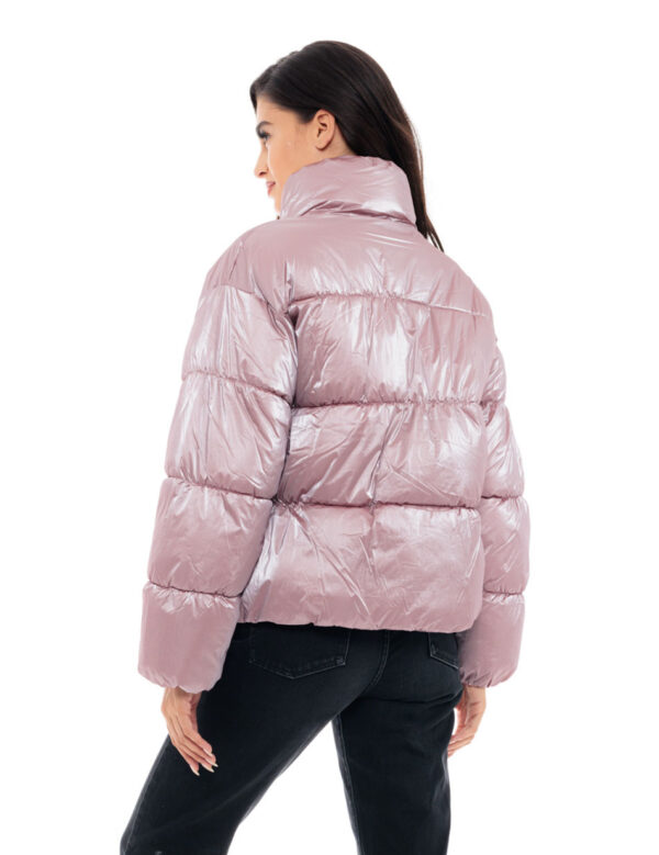 Biston fashion γυναικείο κοντό μπουφάν με ψηλό γιακά 48-101-024 PINK