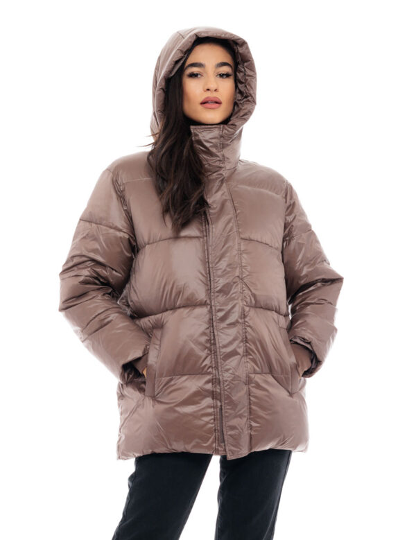 Biston fashion γυναικείο ντεμί μπουφάν 48-101-030 CHOCOLATE