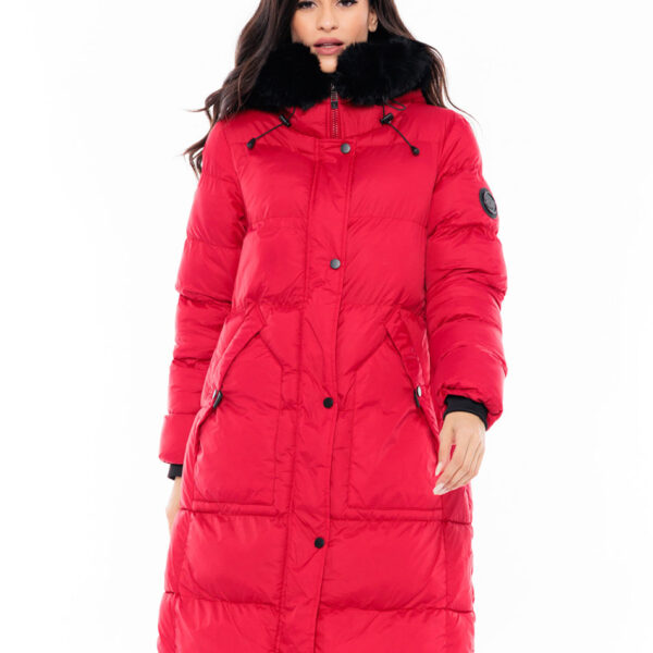 Biston fashion γυναικείο μακρύ μπουφάν 48-101-057 RED