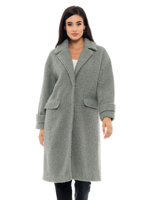 Splendid fashion γυναικείο μακρύ παλτό από προβατάκι 48-101-062 MINT