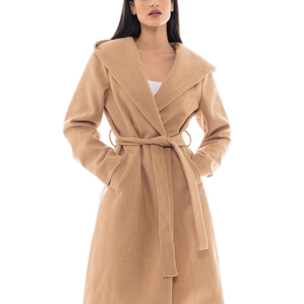 Biston fashion γυναικείο μακρύ παλτό 48-101-064 BEIGE