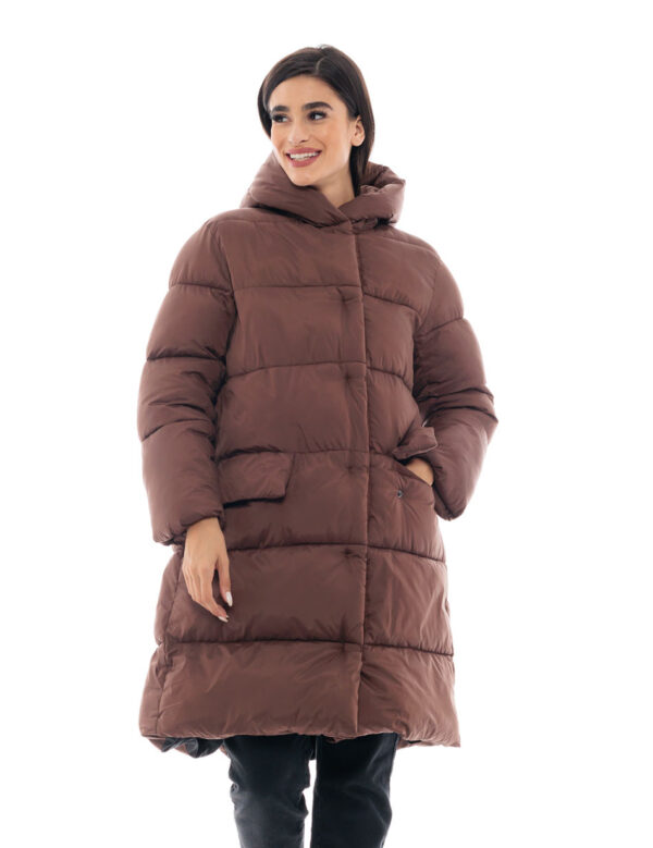 Splendid fashion γυναικείο μακρύ μπουφάν 48-101-081 COFFEE