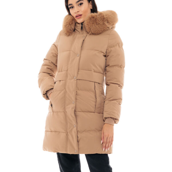 Splendid fashion γυναικείο μακρύ μπουφάν 48-101-082C CAMEL