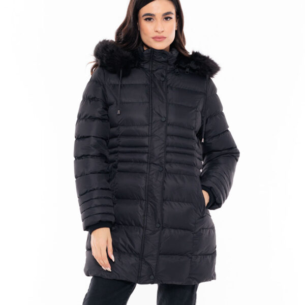 Splendid fashion γυναικείο μακρύ μπουφάν 48-101-090 BLACK