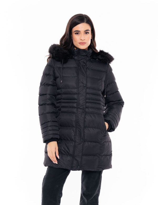 Splendid fashion γυναικείο μακρύ μπουφάν 48-101-090 BLACK