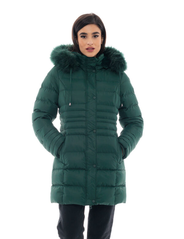 Splendid fashion γυναικείο μακρύ μπουφάν 48-101-090 GREEN