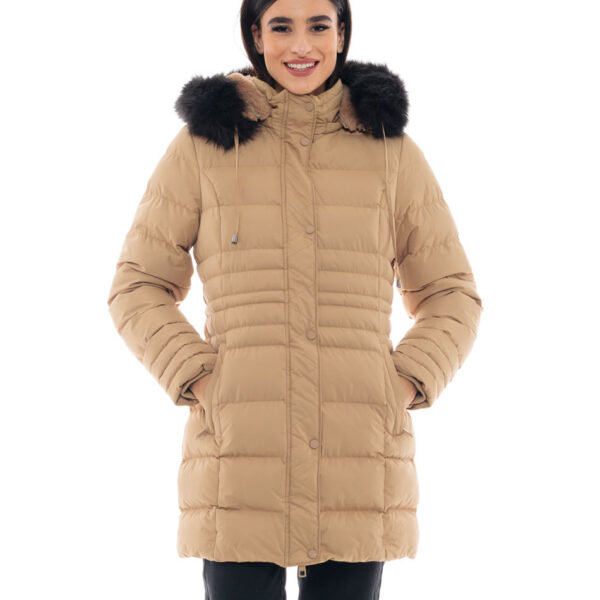 Splendid fashion γυναικείο μακρύ μπουφάν 48-101-090 DK BEIGE