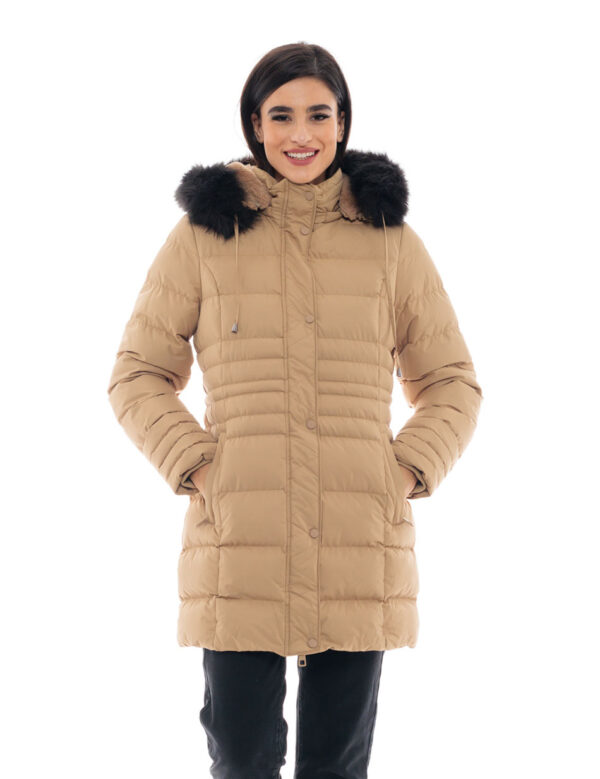 Splendid fashion γυναικείο μακρύ μπουφάν 48-101-090 DK BEIGE