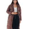 Biston fashion γυναικείο μακρύ μπουφάν 48-101-094 CHOCOLATE