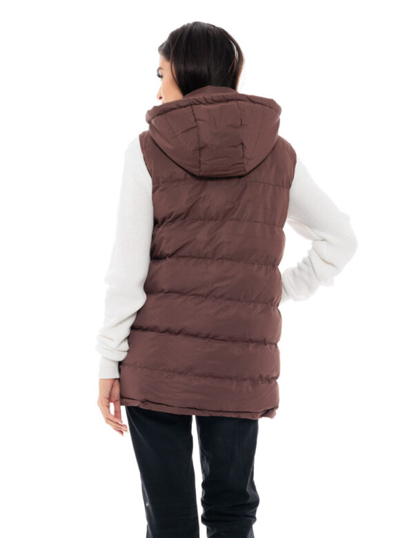 Biston fashion γυναικείο ντεμί αμάνικο μπουφάν 48-102-012 CHOCOLATE