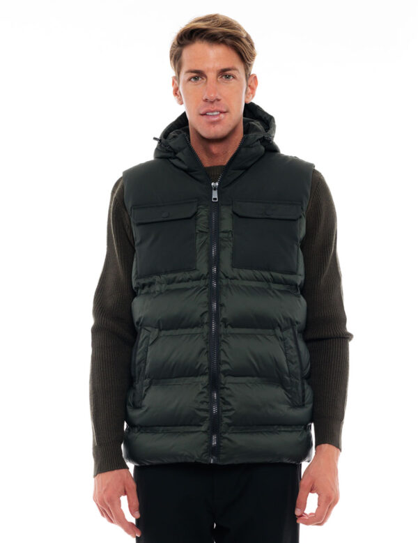 Biston fashion ανδρικό κοντό αμάνικο μπουφάν 48-202-002C DK GREEN