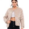 Biston fashion γυναικείο κοντό μπουφάν χωρίς γιακά 49-101-002 SAND