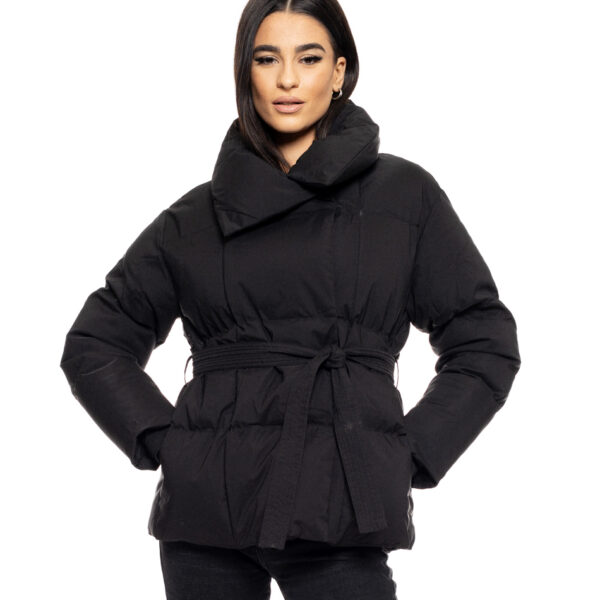 Biston fashion γυναικείο κοντό μπουφάν με γιακά 50-101-053 BLACK