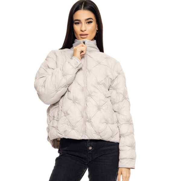Biston fashion γυναικείο κοντό μπουφάν με γιακά 50-101-063 LT GREY