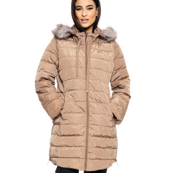 Biston fashion γυναικείο demi μπουφάν με αποσπώμενη κουκούλα 50-101-080 DK BEIGE