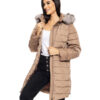 Biston fashion γυναικείο demi μπουφάν με αποσπώμενη κουκούλα 50-101-080 DK BEIGE