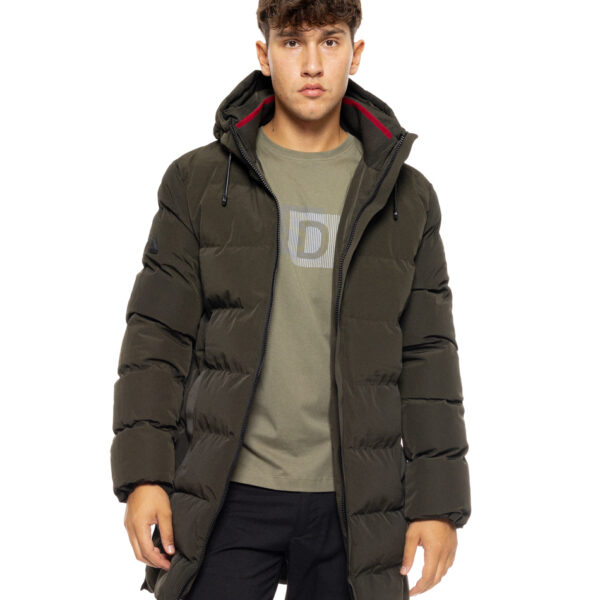 Splendid fashion ανδρικό μακρύ μπουφάν με ενσωματωμένη κουκούλα 50-201-083 DK GREEN