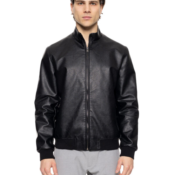 Biston fashion ανδρικό bomber πανωφόρι από δερματίνη 51-201-018 BLACK