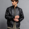 Biston fashion ανδρικό bomber πανωφόρι από δερματίνη 51-201-018 BLACK