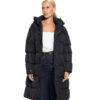 Biston fashion γυναικείο μακρύ μπουφάν με κουκούλα 52-101-001 BLACK