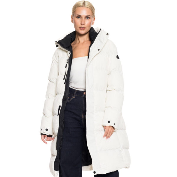 Biston fashion γυναικείο μακρύ μπουφάν με κουκούλα 52-101-001 ICE