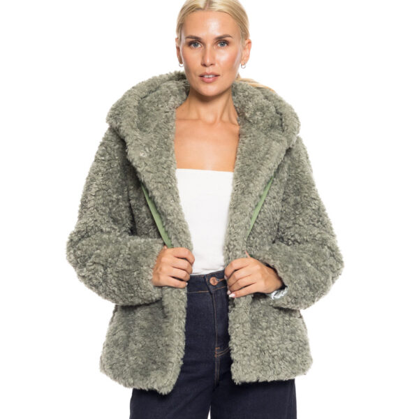 Splendid fashion γυναικείο κοντό λούτρινο πανωφόρι 52-101-013 GREEN