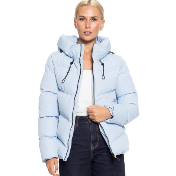 Biston fashion γυναικείο κοντό μπουφάν με ενσωματωμένη κουκούλα 52-101-072 SKY BLUE