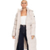 Splendid fashion γυναικείο μακρύ μπουφάν με κουκούλα 52-101-080 BEIGE