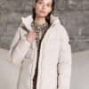 Splendid fashion γυναικείο μακρύ μπουφάν με κουκούλα 52-101-080 BEIGE