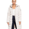 Splendid fashion γυναικείο μακρύ μπουφάν με κουκούλα 52-101-095 OFF WHITE
