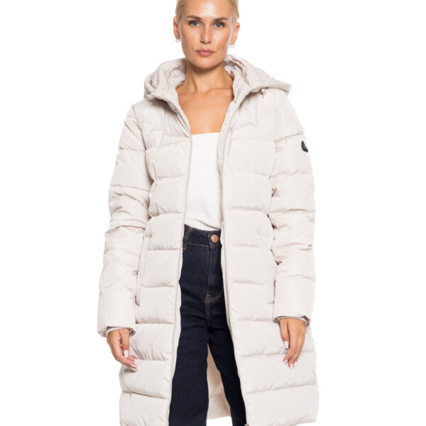 Splendid fashion γυναικείο μακρύ μπουφάν με κουκούλα 52-101-095 OFF WHITE
