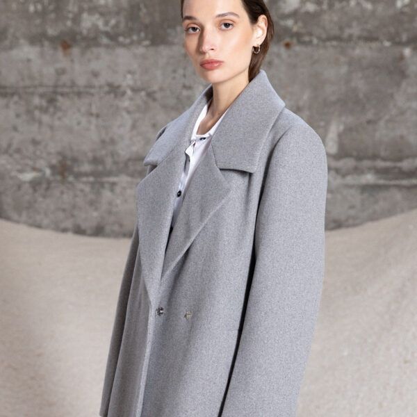 Splendid fashion γυναικείο μακρύ μάλλινο πανωφόρι 52-101-098 GREY