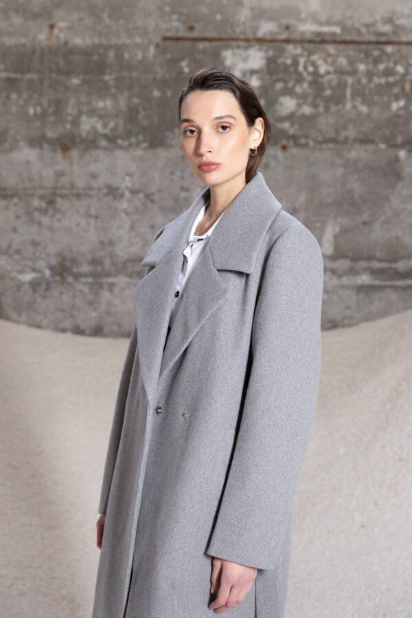 Splendid fashion γυναικείο μακρύ μάλλινο πανωφόρι 52-101-098 GREY