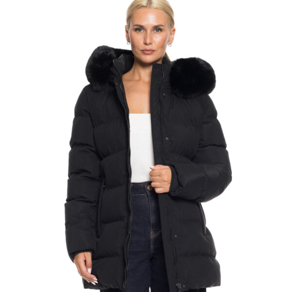 Biston fashion γυναικείο κοντό μπουφάν με αποσπώμενη κουκούλα 52-101-099 BLACK