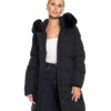 Splendid fashion γυναικείο μακρύ μπουφάν με κουκούλα 52-101-101 BLACK