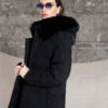 Splendid fashion γυναικείο μακρύ μπουφάν με κουκούλα 52-101-101 BLACK