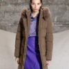 Splendid fashion γυναικείο μακρύ μπουφάν με κουκούλα 52-101-101 KHAKI