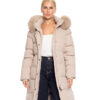 Splendid fashion γυναικείο μακρύ μπουφάν με κουκούλα 52-101-101 BEIGE