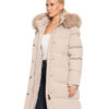 Splendid fashion γυναικείο μακρύ μπουφάν με κουκούλα 52-101-101 BEIGE
