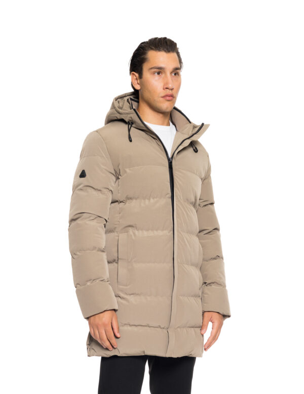 Splendid fashion ανδρικό μακρύ μπουφάν με ενσωματωμένη κουκούλα 52-201-111 BEIGE
